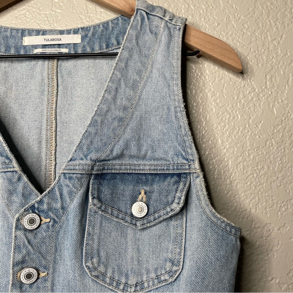 Tularosa Zoe Denim Dress Button Down V-Neckline Sleeveless Western - Picture 6 of 13